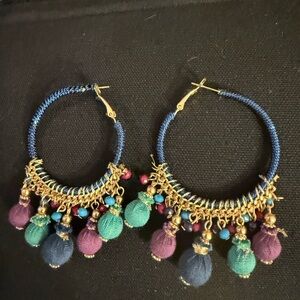 Elegant Gold and Multicolor Hoop Earrings